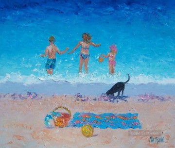 Fun in the Sun beach Child impressionism Oil Paintings